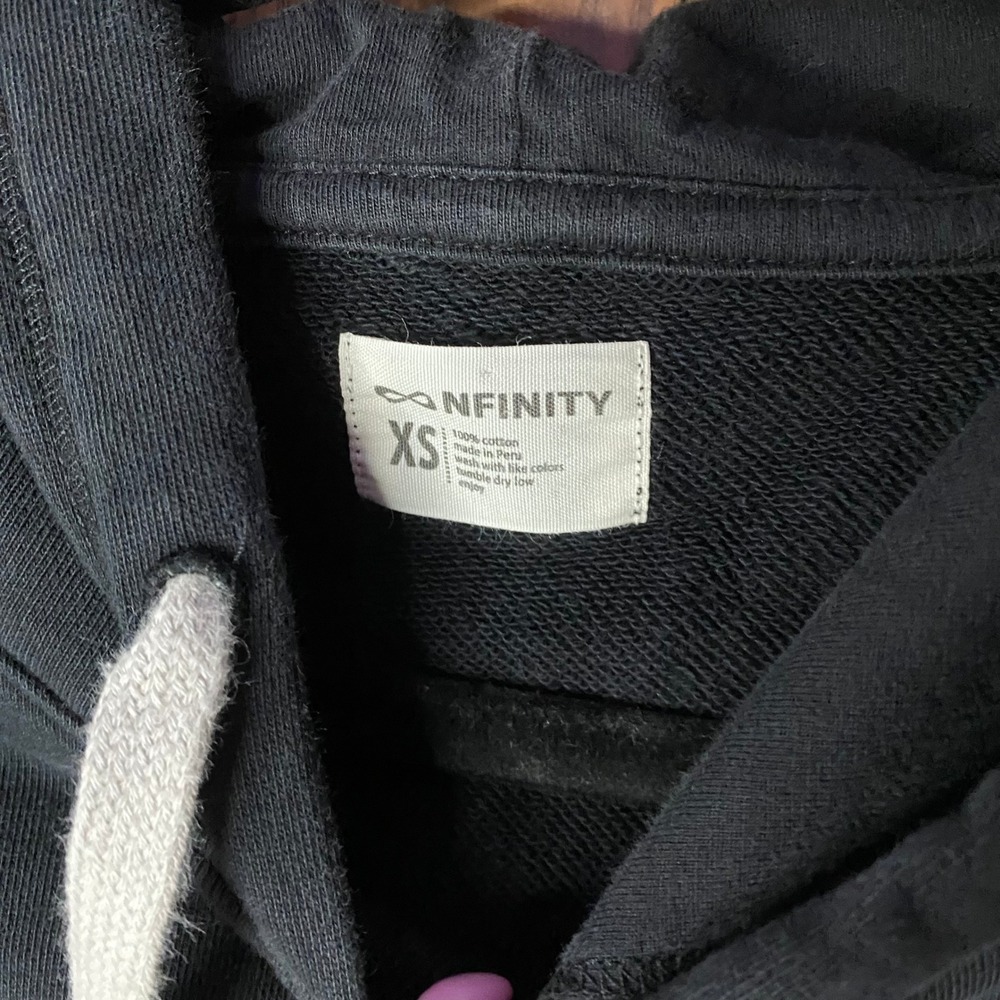 Nfinity Hoodie Women XS Black Red Glitter Logo Raglan Sleeve Sweatshirt - Picture 3 of 6